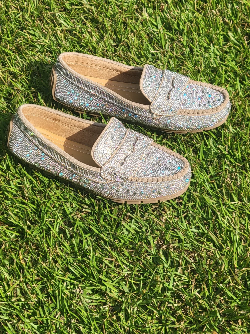 Corkys Women's Embellished Crystal Loafers in Beige (Penny For Your Thought)
